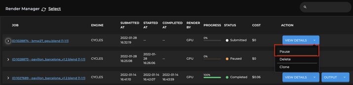 Pause render jobs