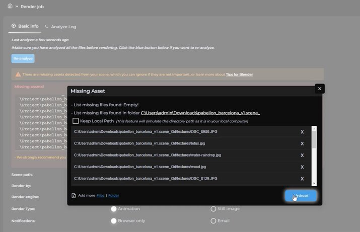 Upload missing assets